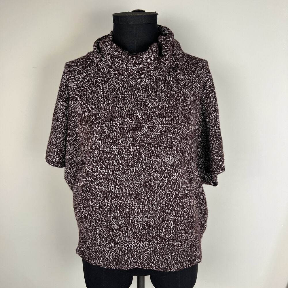 New York And Company Chunky Knit Plum Sweat Sweater Short Sleeve Cowl Neck Small